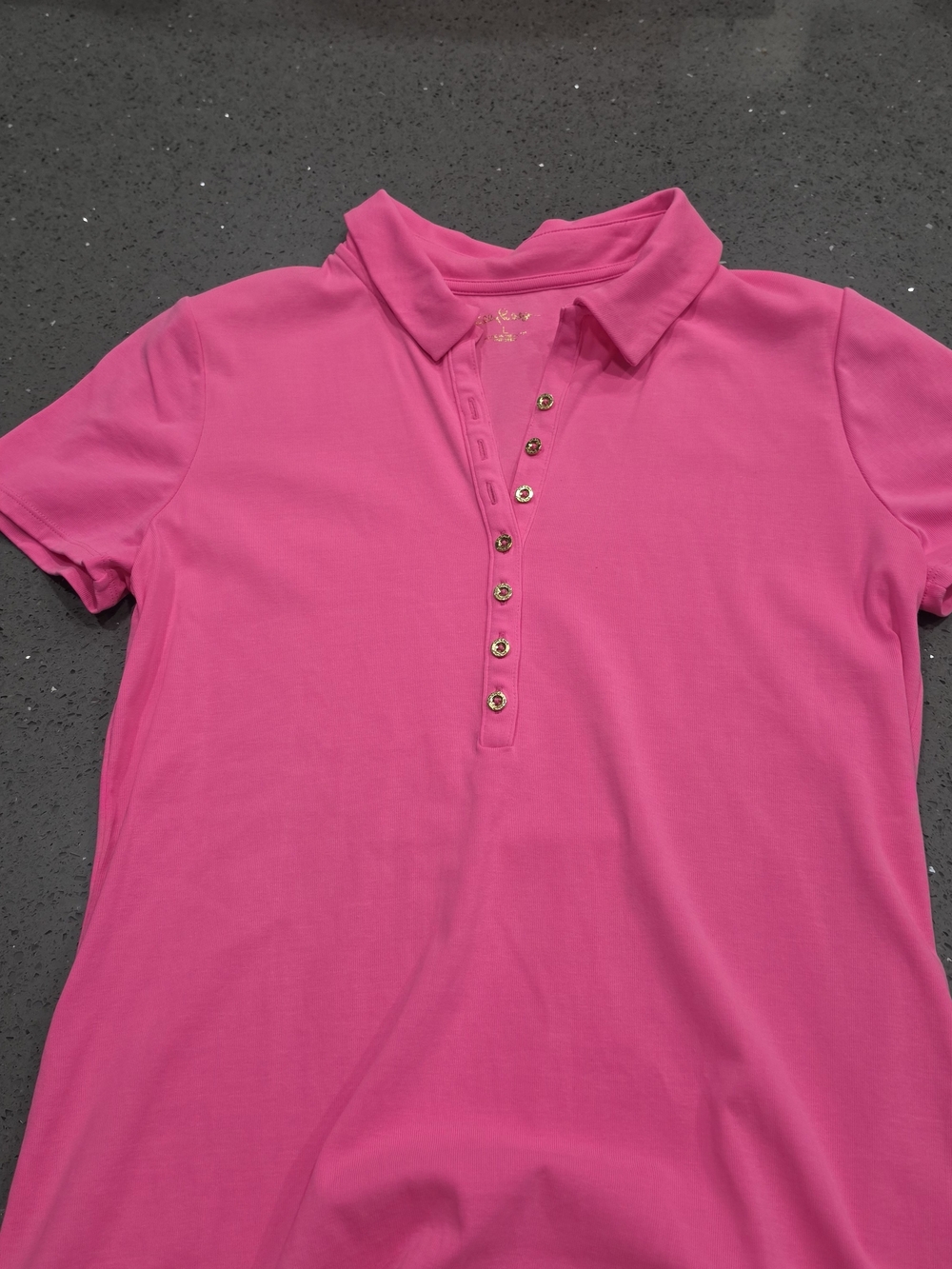 Lilly Pulitzer Bright Pink Button-Front Polo Top